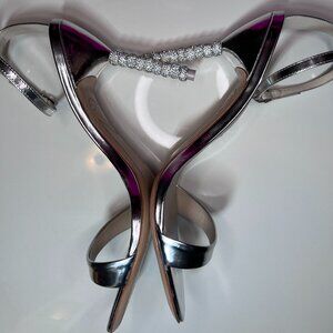 Sophia Webster Rosalind Crystal Star Heel Metallic Silver Sandals Size 41 1/2